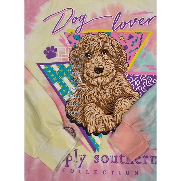 Simply Southern Tie Dye Dog Lover Long Sleeve Shirt LARGE - 23 - Picture 3 of 5